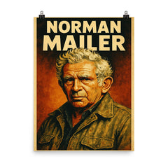 Norman Mailer poster on a plain backdrop in size 8"x10".