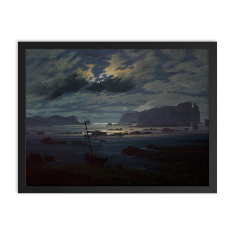 Northern Sea in the Moonlight by Caspar David Friedrich, 1824 framed print on a plain backdrop in size 18
