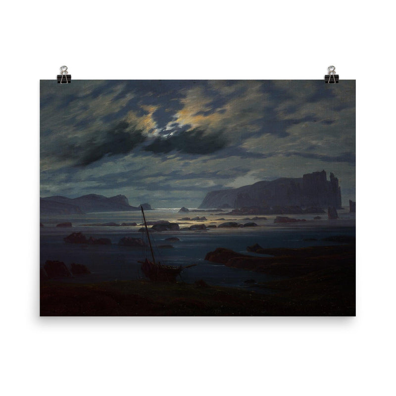 Northern Sea in the Moonlight by Caspar David Friedrich, 1824 poster on a plain backdrop in size 8