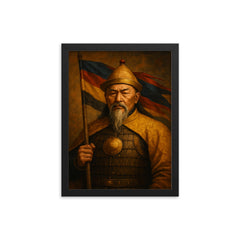 Nurhaci banner founder portrait framed print on a plain backdrop in size 12"x16".