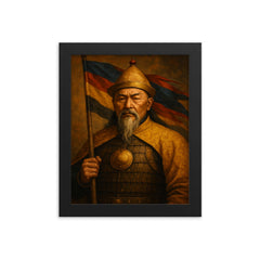 Nurhaci banner founder portrait framed print on a plain backdrop in size 8"x10".