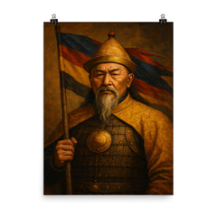 Nurhaci banner founder portrait poster on a plain backdrop in size 8"x10".