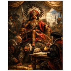 Nzinga seated on human throne negotiation scene jigsaw puzzle