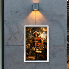Nzinga seated on human throne negotiation scene poster 2