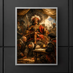 Nzinga seated on human throne negotiation scene poster 5