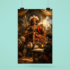 Nzinga seated on human throne negotiation scene poster 6