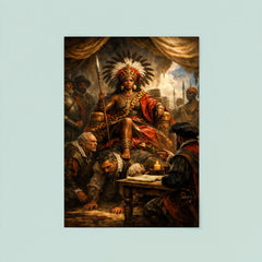Nzinga seated on human throne negotiation scene poster 8