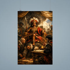 Nzinga seated on human throne negotiation scene poster 9