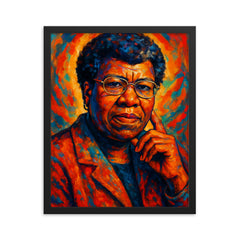 Octavia Butler framed print on a plain backdrop in size 16"x20".
