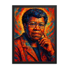 Octavia Butler framed print on a plain backdrop in size 18"x24".