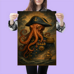 Octopus admiral with medals and storm charts poster 3