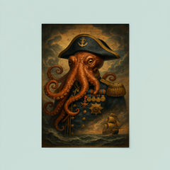 Octopus admiral with medals and storm charts poster 8