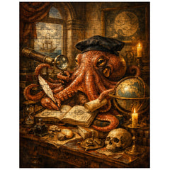 Octopus natural philosopher in Dutch golden age study jigsaw puzzle