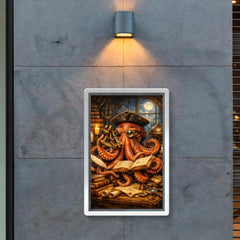 Octopus natural philosopher with books and sextant poster 2