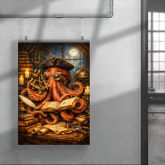 Octopus natural philosopher with books and sextant poster 4