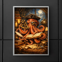 Octopus natural philosopher with books and sextant poster 5