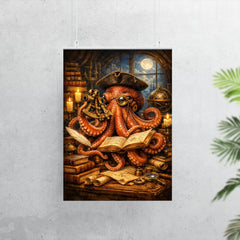 Octopus natural philosopher with books and sextant poster 7
