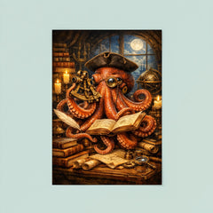 Octopus natural philosopher with books and sextant poster 8