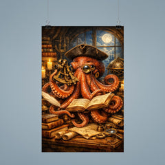 Octopus natural philosopher with books and sextant poster 9