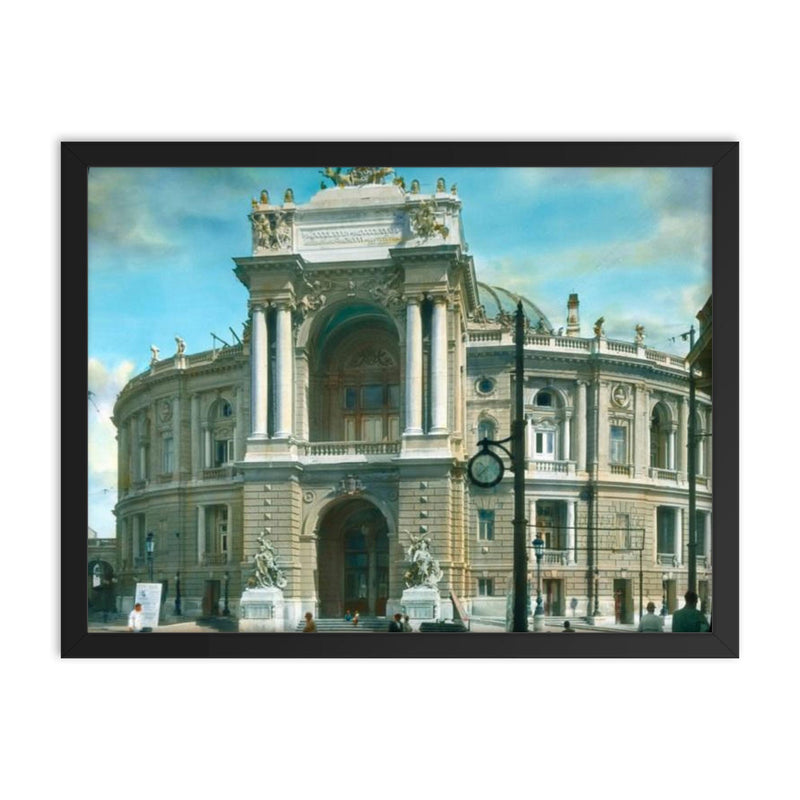Odessa Theatre, Ukraine, 1920-1930 framed print on a plain backdrop in size 18