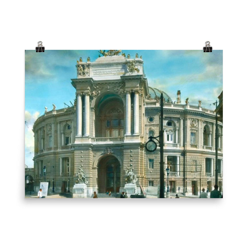 Odessa Theatre, Ukraine, 1920-1930 poster on a plain backdrop in size 8