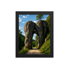 Ojcow Rock Gate Krakow Gate Poland framed print on a plain backdrop in size 8"x10".