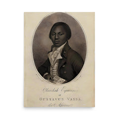 Olaudah Equiano poster on a plain backdrop in size 18"x24".