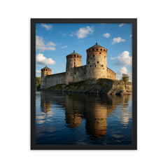 Olavinlinna Castle Savonlinna Finland framed print on a plain backdrop in size 16"x20".