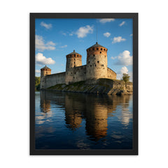 Olavinlinna Castle Savonlinna Finland framed print on a plain backdrop in size 18"x24".