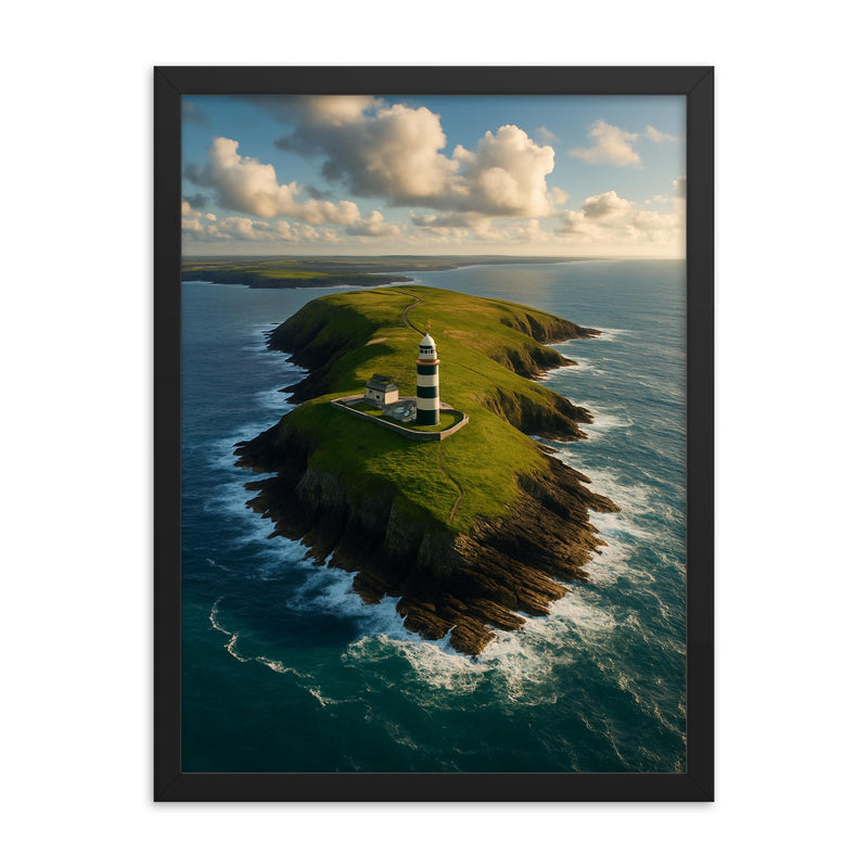 Old Head of Kinsale Ireland framed print on a plain backdrop in size 18
