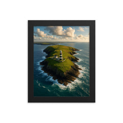 Old Head of Kinsale Ireland framed print on a plain backdrop in size 8"x10".