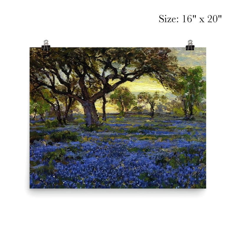 Old Live Oak Tree and Bluebonnets on West Texas Military Grounds, San Antonio by Julian Onderdonk poster 2