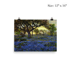 Old Live Oak Tree and Bluebonnets on West Texas Military Grounds, San Antonio by Julian Onderdonk poster 3