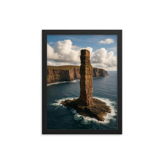 Old Man of Hoy Orkney Scotland framed print on a plain backdrop in size 12"x16".