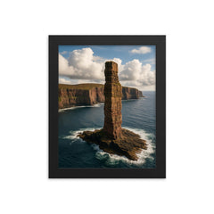 Old Man of Hoy Orkney Scotland framed print on a plain backdrop in size 8"x10".