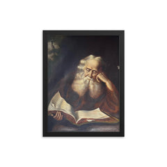 Old Man Reading a Book by Joseph Malachy Kavanagh framed print on a plain backdrop in size 12"x16".