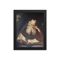 Old Man Reading a Book by Joseph Malachy Kavanagh framed print on a plain backdrop in size 8"x10".