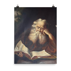 Old Man Reading a Book by Joseph Malachy Kavanagh poster on a plain backdrop in size 8"x10".
