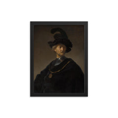 Old Man with a Gold Chain by Rembrandt van Rijn, 1631 framed print on a plain backdrop in size 12"x16".
