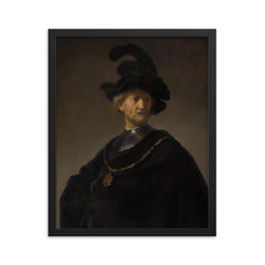 Old Man with a Gold Chain by Rembrandt van Rijn, 1631 framed print on a plain backdrop in size 16"x20".