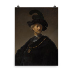Old Man with a Gold Chain by Rembrandt van Rijn, 1631 poster on a plain backdrop in size 8"x10".