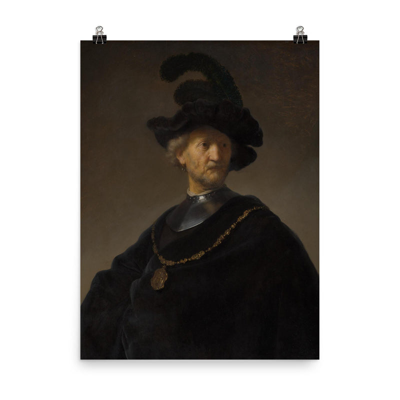 Old Man with a Gold Chain by Rembrandt van Rijn, 1631 poster on a plain backdrop in size 8