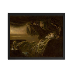 Old Man's Death by Laszlo Mednyanszky, 1890 framed print on a plain backdrop in size 16"x20".