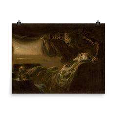 Old Man's Death by Laszlo Mednyanszky, 1890 poster on a plain backdrop in size 8"x10".