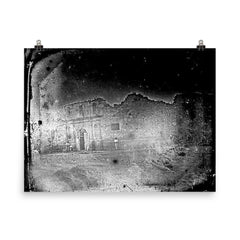 Oldest Known Photo of the Alamo, 1849 poster on a plain backdrop in size 8"x10".