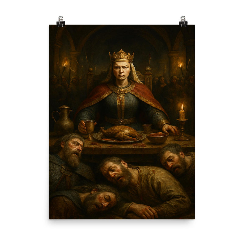 Olga of Kiev revenge feast tableau poster on a plain backdrop in size 8