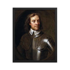 Oliver Cromwell framed print on a plain backdrop in size 16"x20".