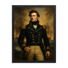Oliver Hazard Perry framed print on a plain backdrop in size 18"x24".