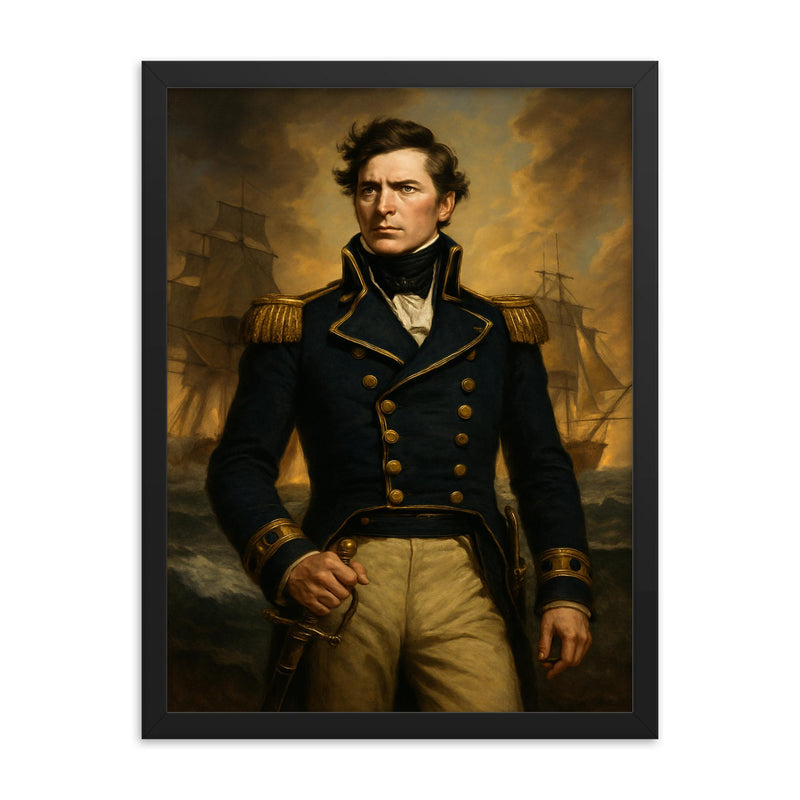 Oliver Hazard Perry framed print on a plain backdrop in size 18