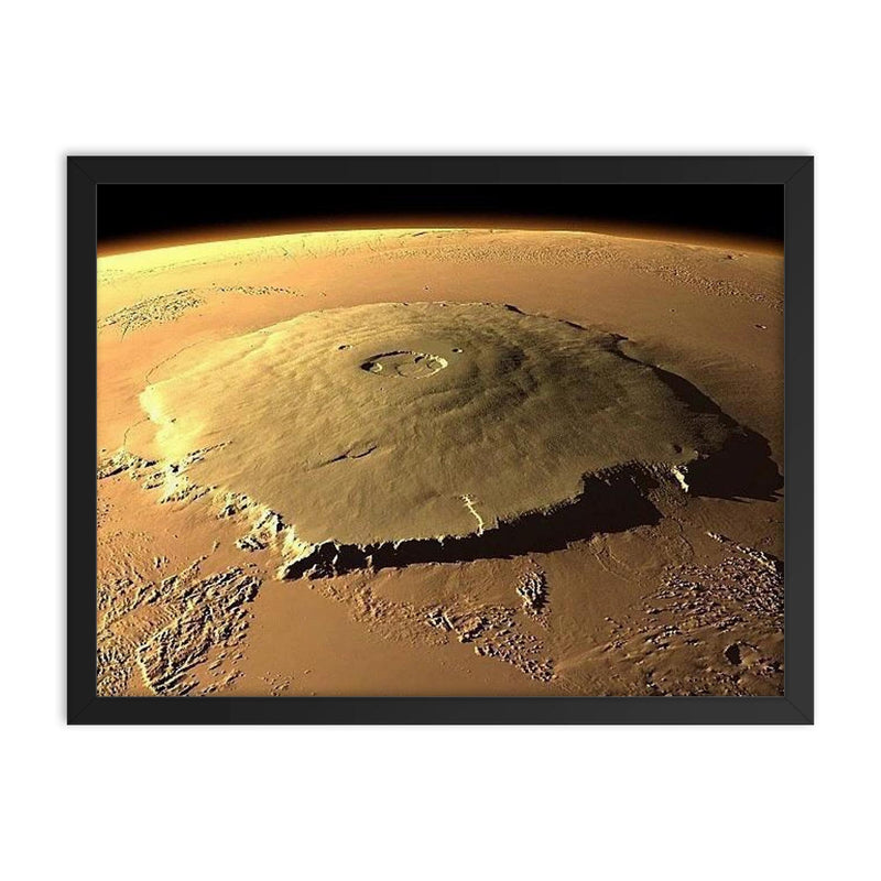 Olympus Mons, Mars framed print on a plain backdrop in size 18